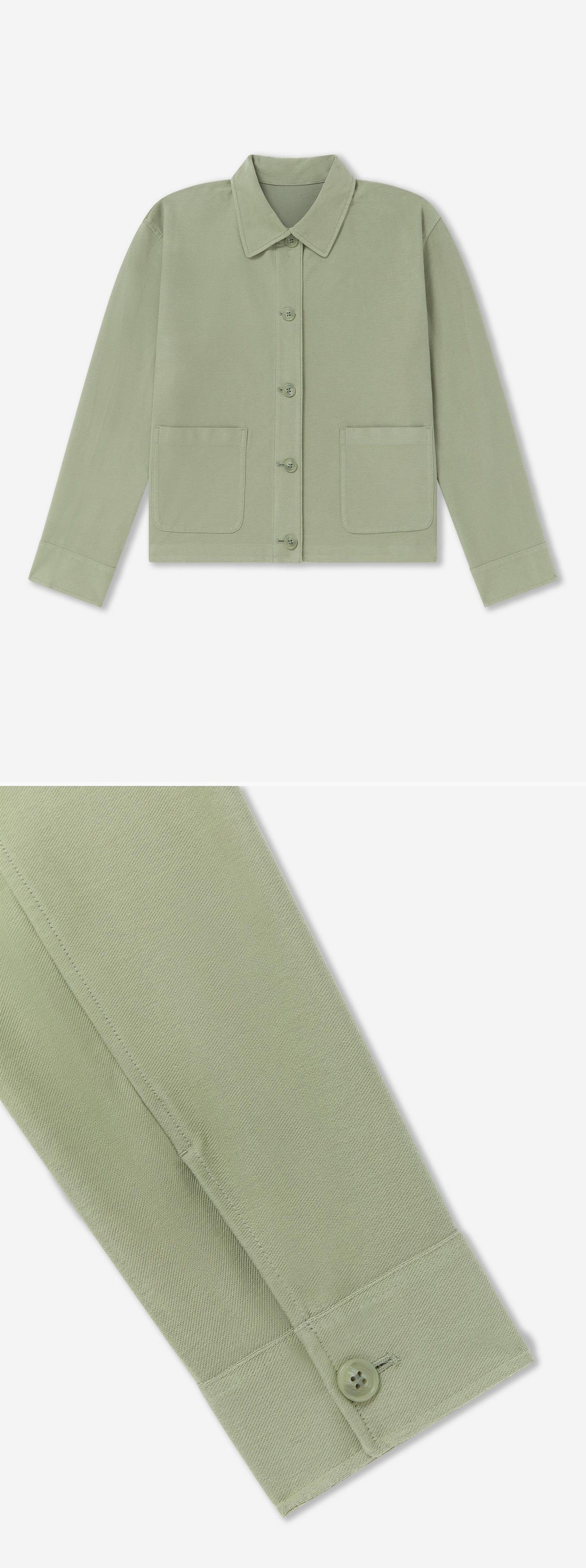 GREEN_OVERSHIRT - Flat Lay - 2 x Shots - Front + Detail B