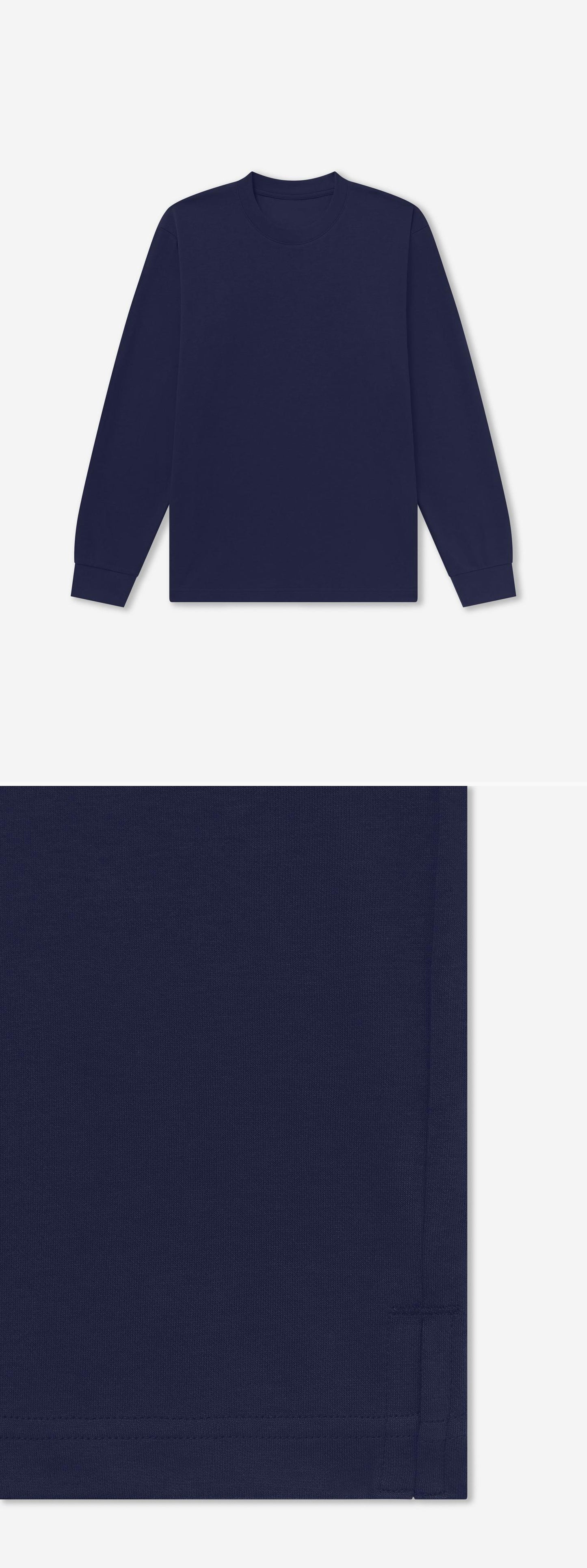 LS_NAVY_TEE - Flat Lay - 2 x Shots - Front + Detail B