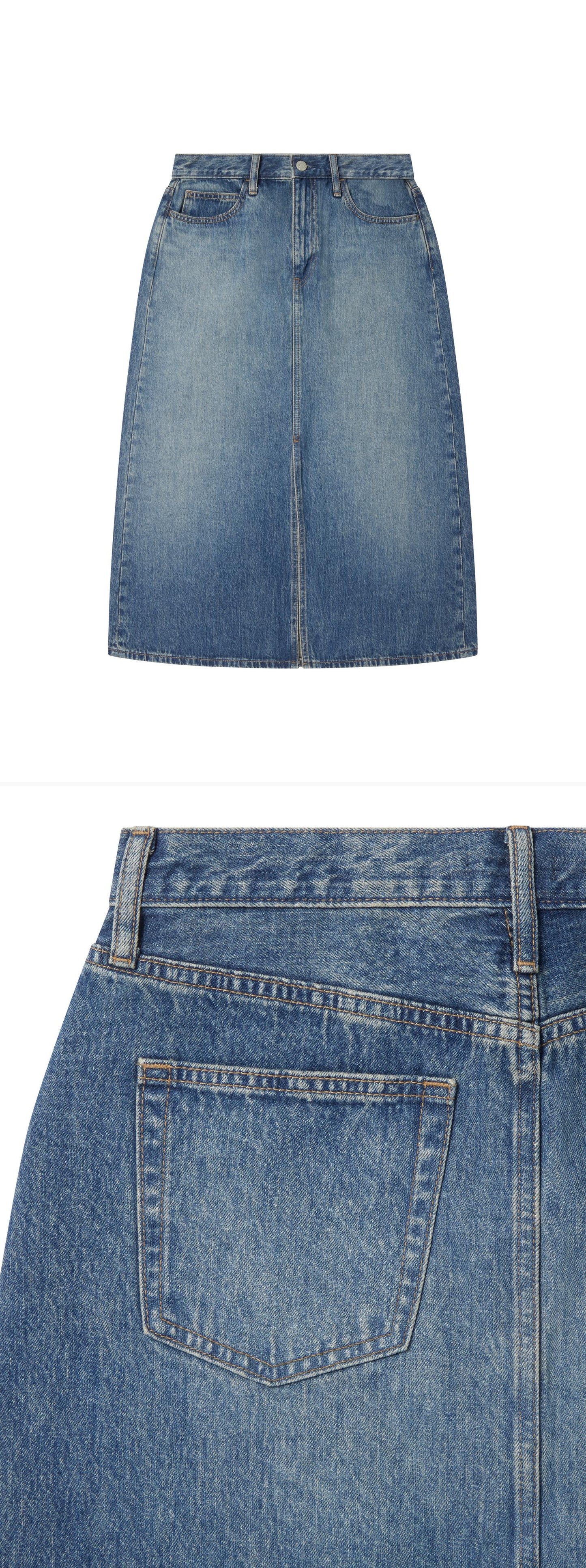 DENIM_SKIRT - Flat Lay - 2 x Shots - Front + Detail B