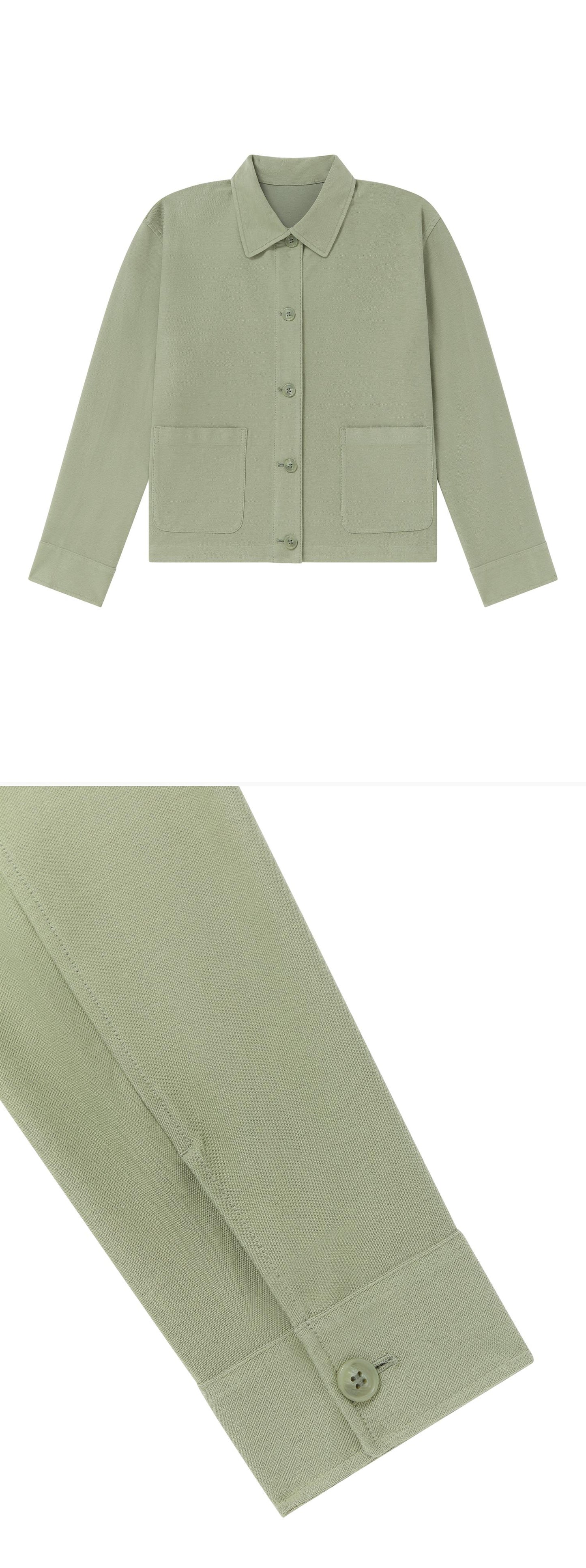 GREEN_OVERSHIRT - Flat Lay - 2 x Shots - Front + Detail B
