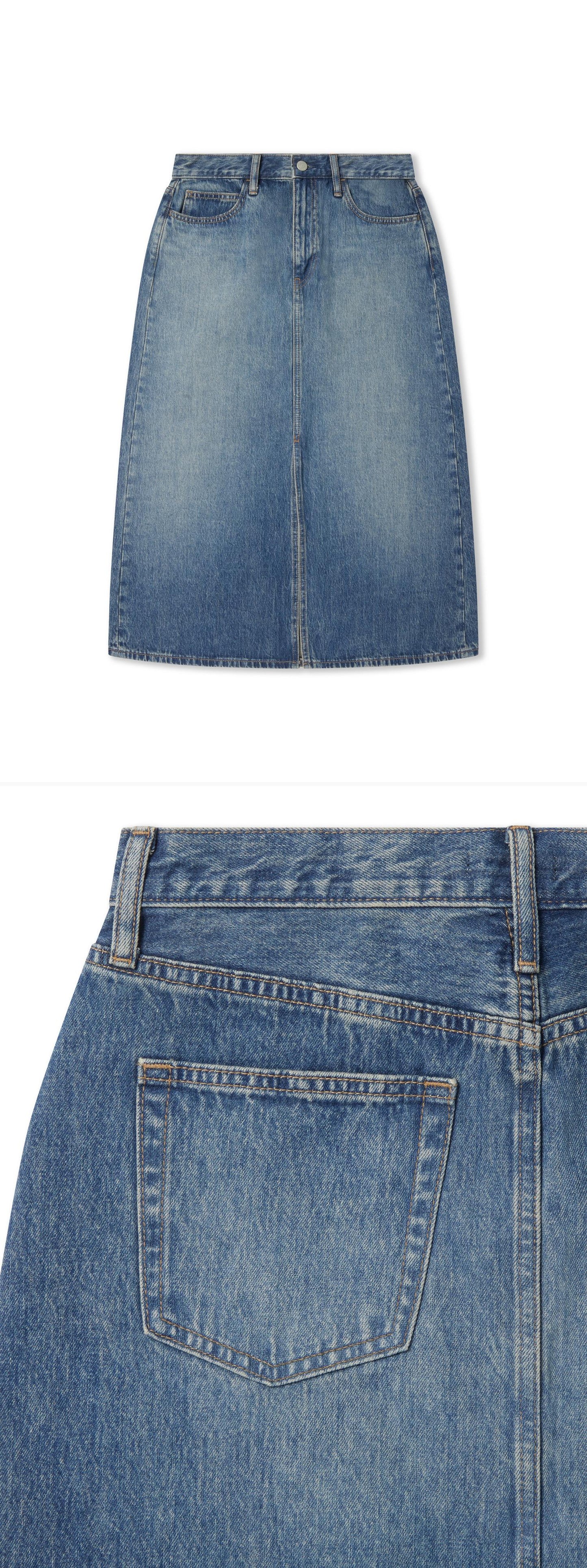 DENIM_SKIRT - Flat Lay - 2 x Shots - Front + Detail B