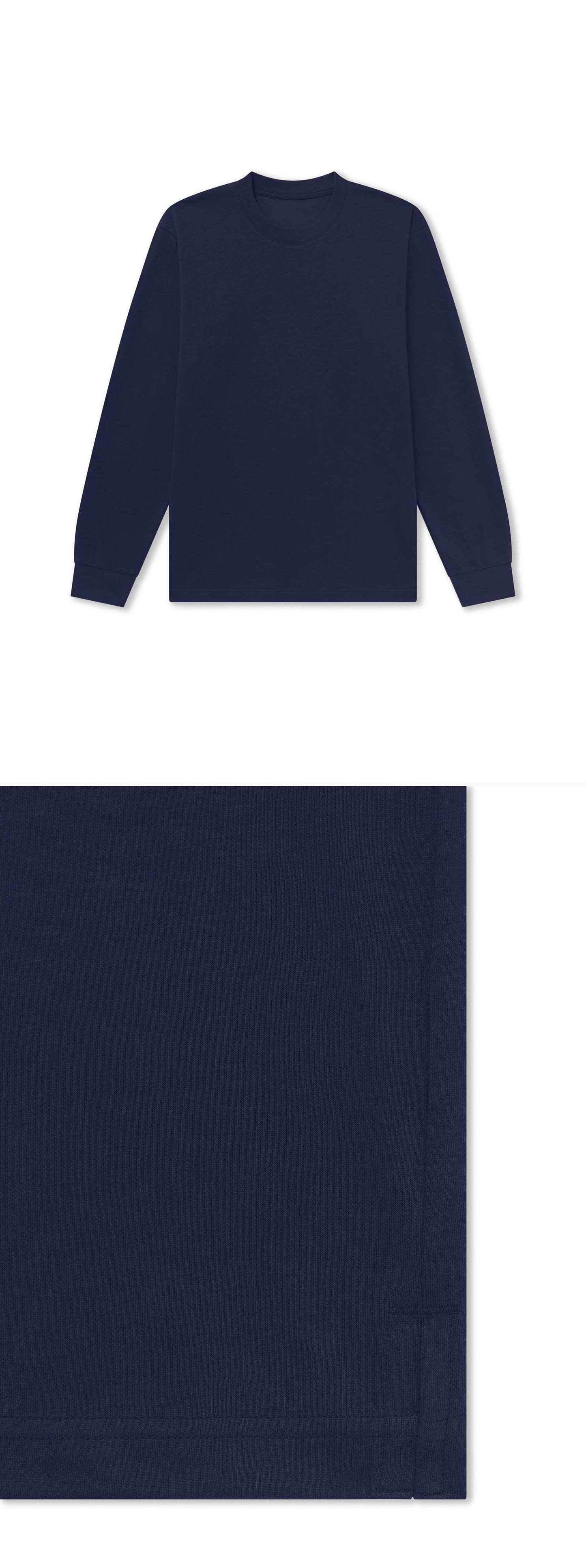 LS_NAVY_TEE - Flat Lay - 2 x Shots - Front + Detail B