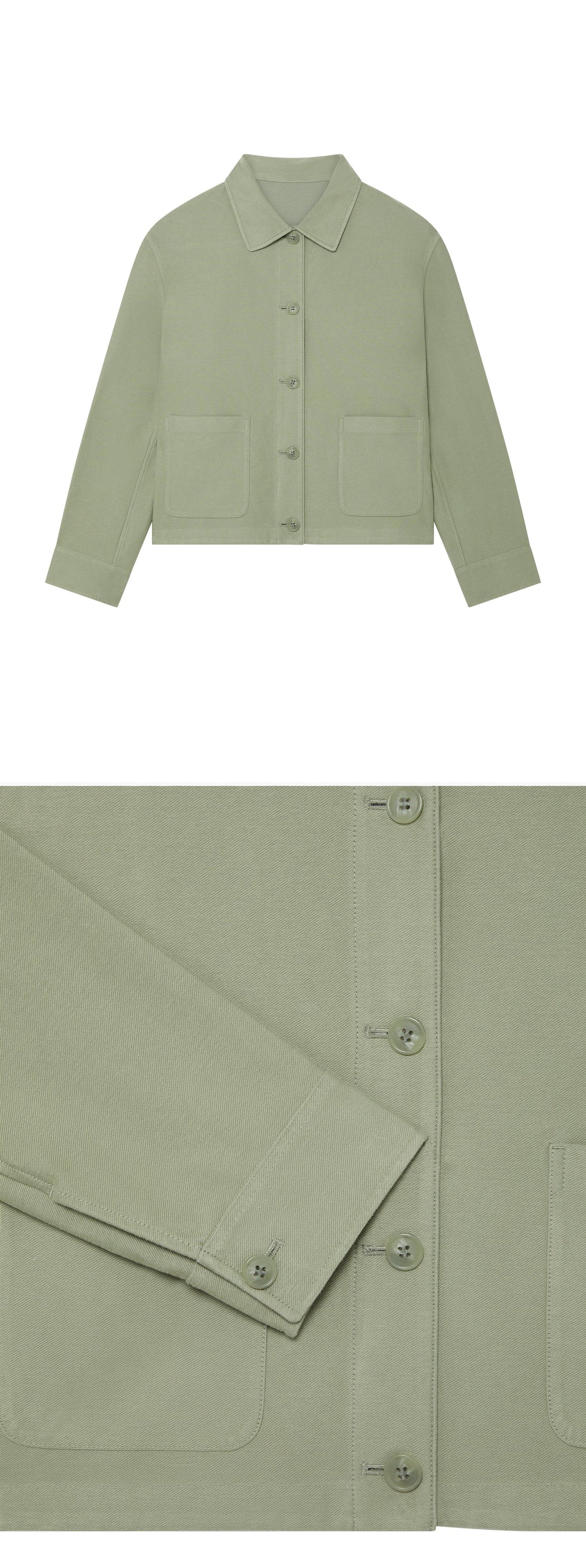 GREEN_OVERSHIRT - Hanging - 2 x Shots - Front + Detail B