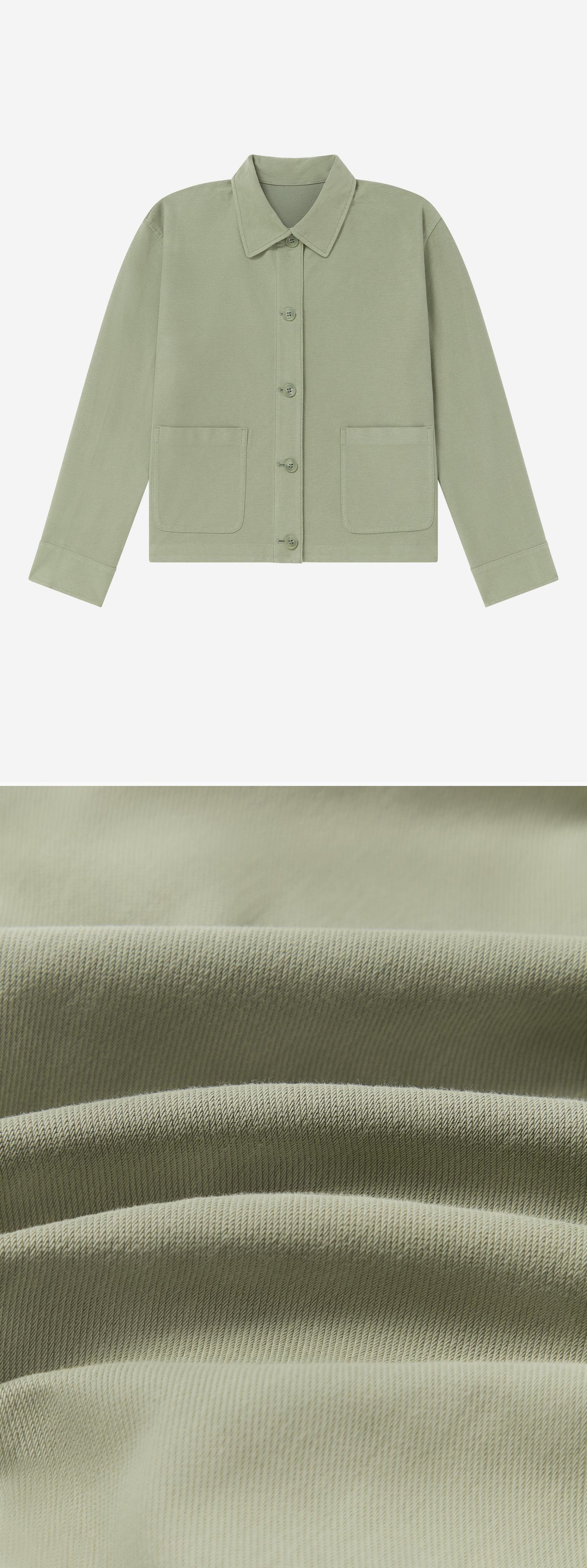 GREEN_OVERSHIRT - Flat Lay - 2 x Shots - Front + Detail C