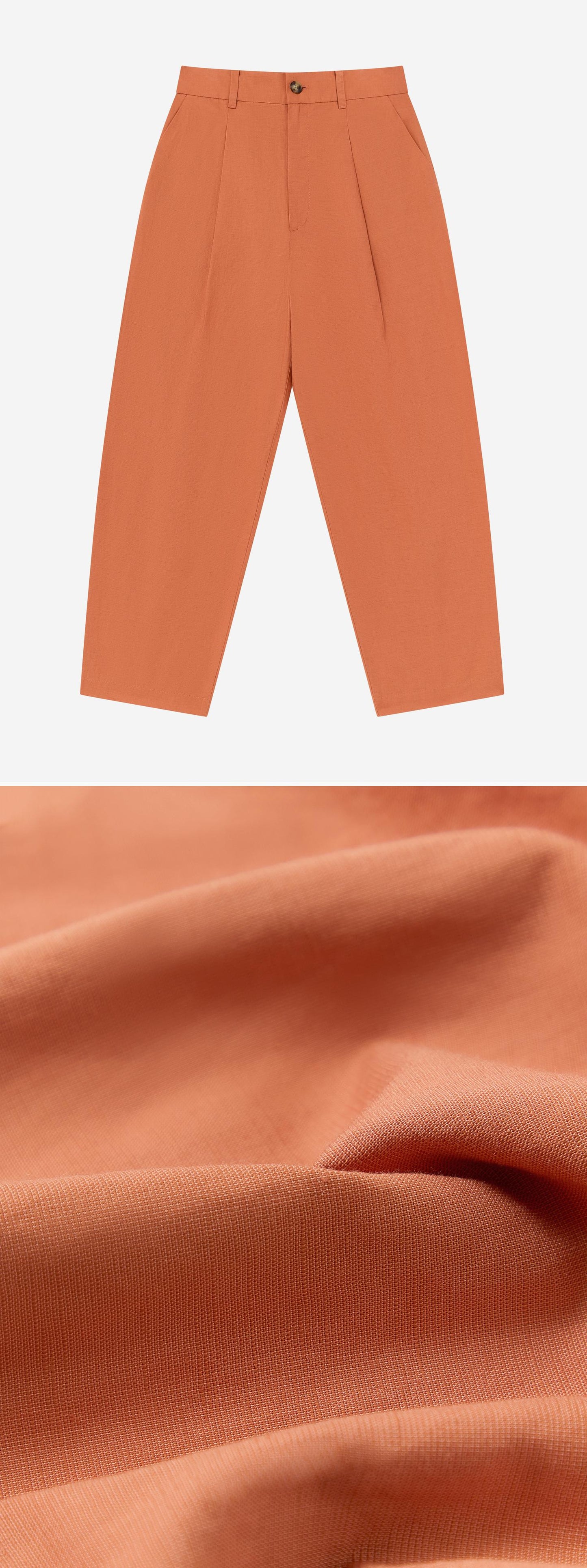 ORANGE_WIDELEG_TROUSER - Flat Lay - 2 x Shots - Front + Detail C