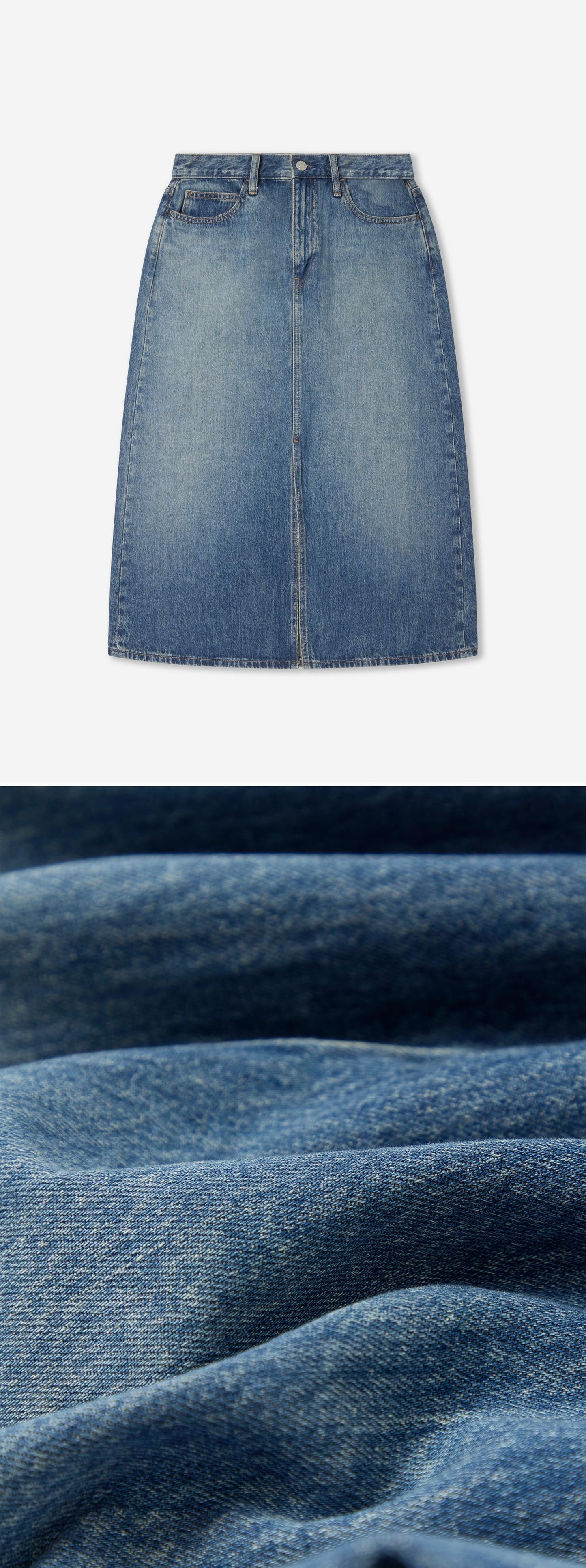 DENIM_SKIRT - Flat Lay - 2 x Shots - Front + Detail C