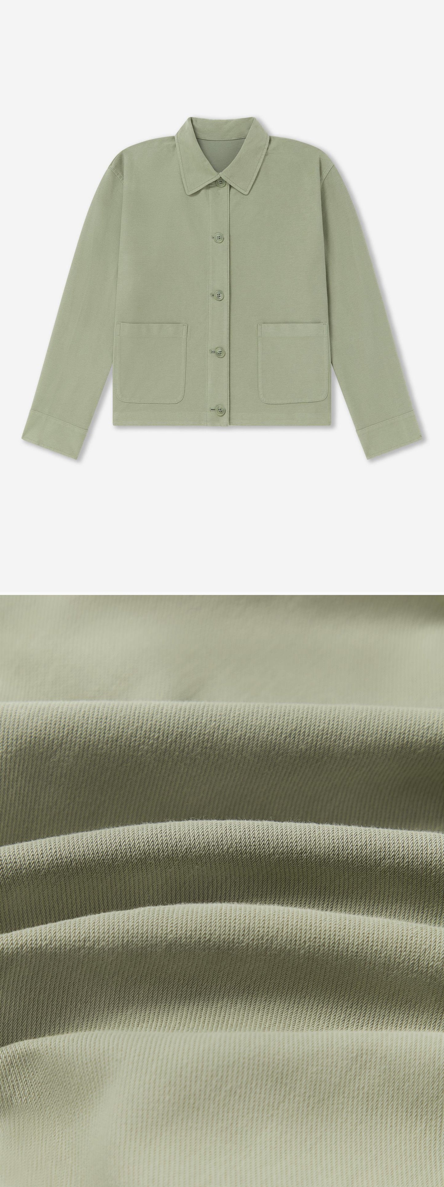 GREEN_OVERSHIRT - Flat Lay - 2 x Shots - Front + Detail C