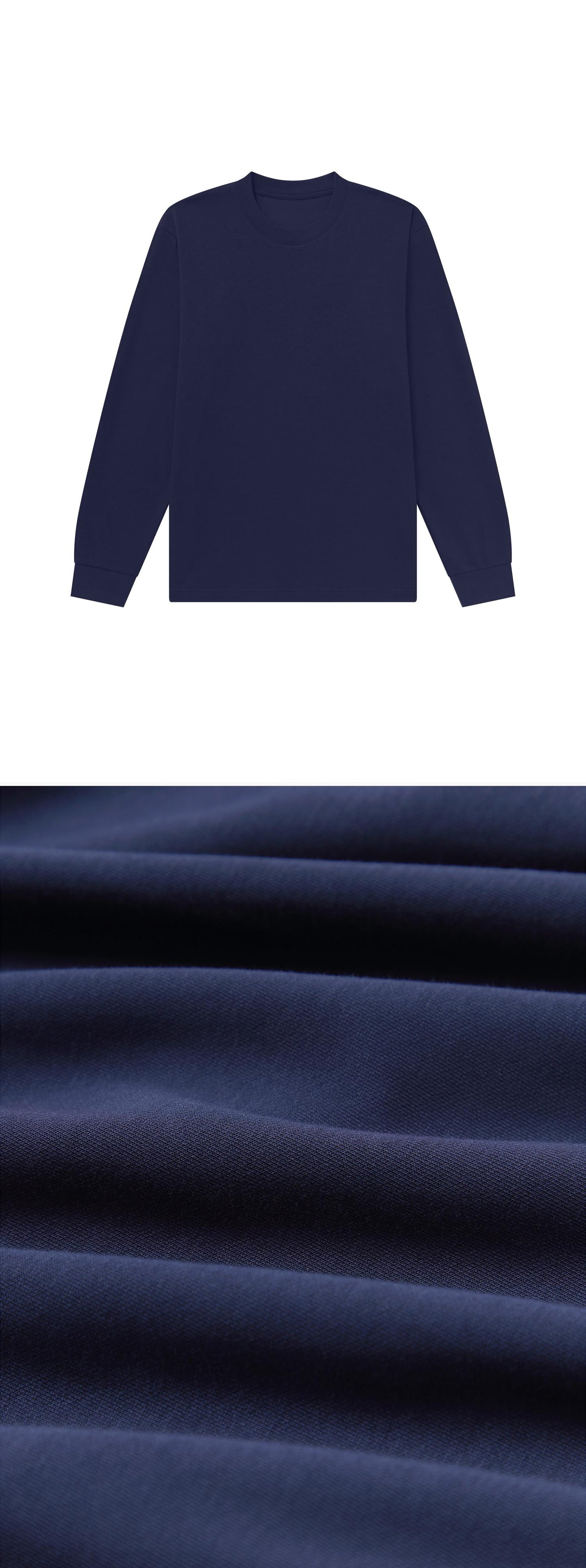 LS_NAVY_TEE - Flat Lay - 2 x Shots - Front + Detail C