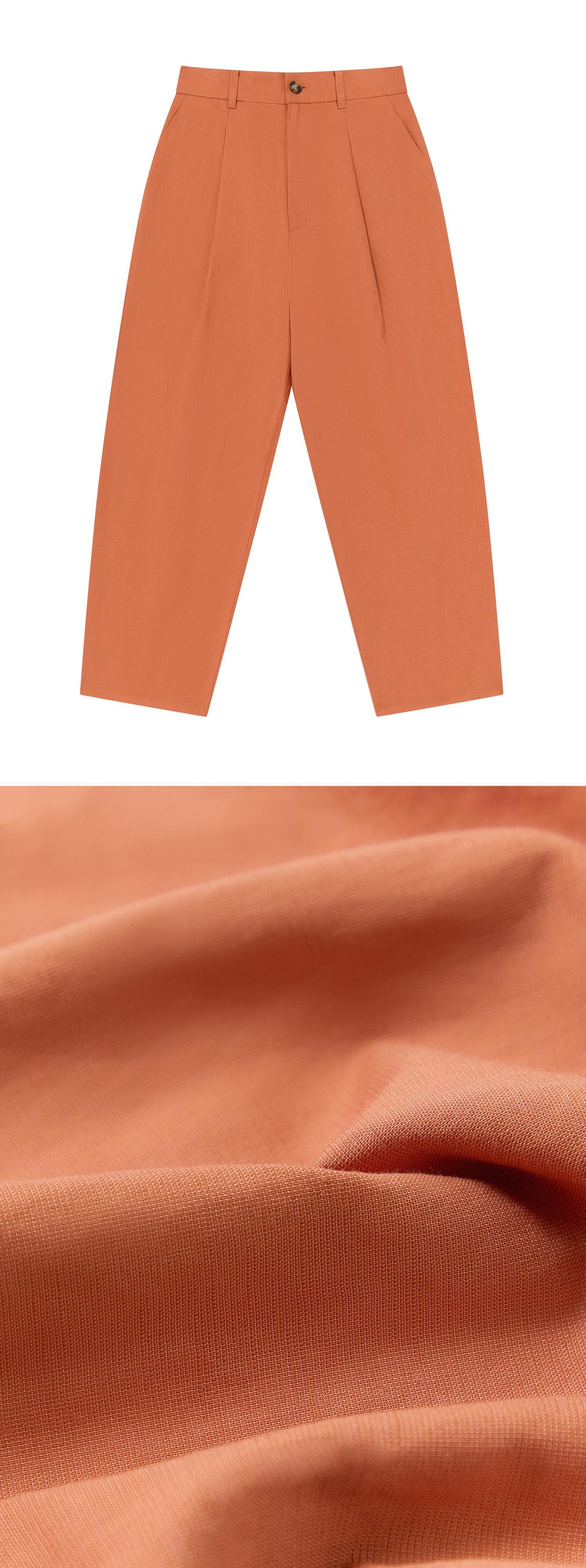 ORANGE_WIDELEG_TROUSER - Flat Lay - 2 x Shots - Front + Detail C