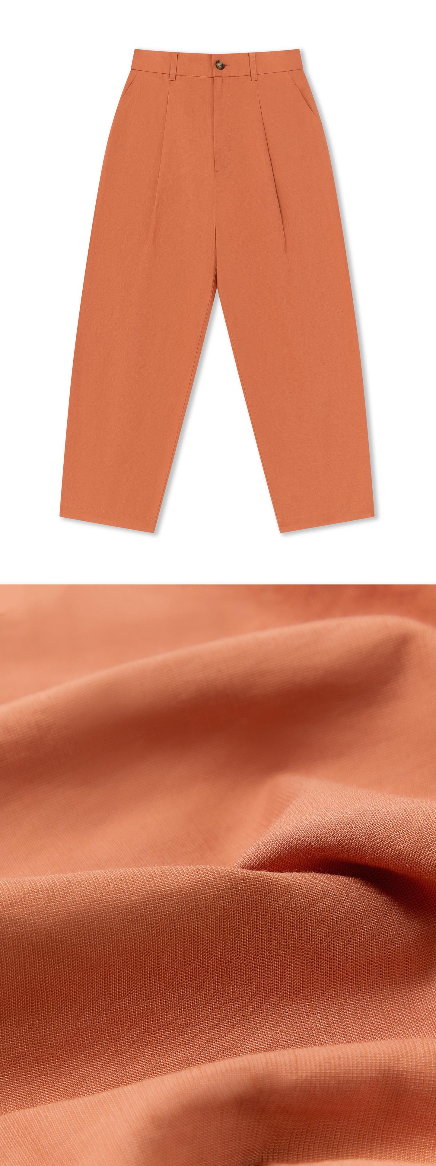 ORANGE_WIDELEG_TROUSER - Flat Lay - 2 x Shots - Front + Detail C
