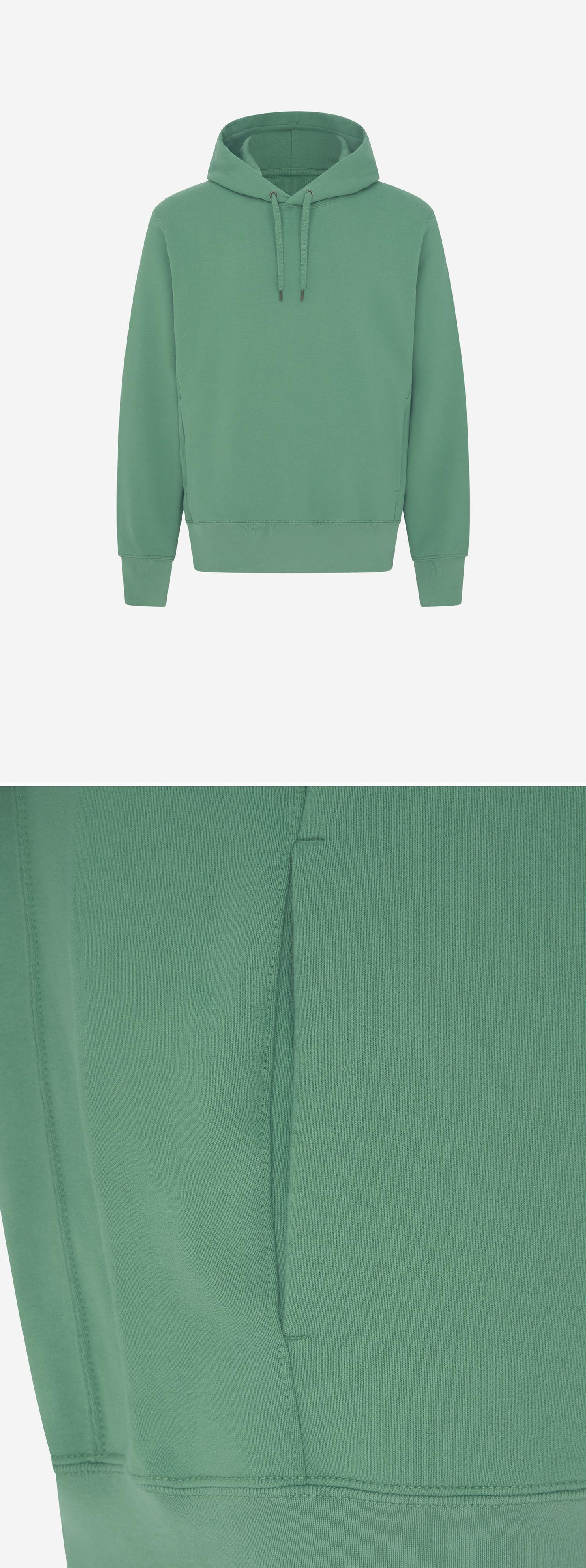 GREEN_HOODIE - Mannequin - 2 x Shots - Front + Detail B
