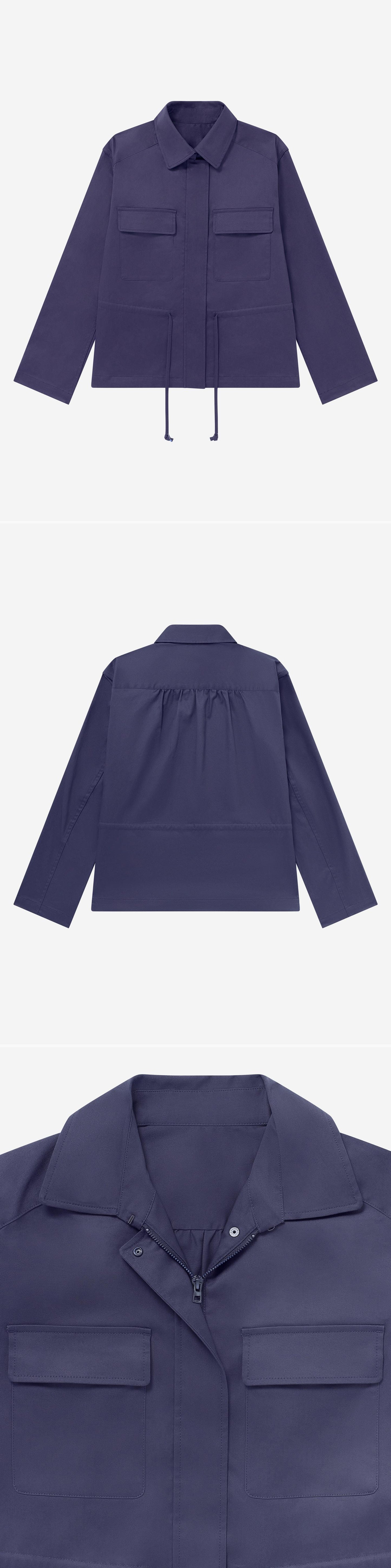 BLUE_JACKET - Flat Lay - 3 x Shots - Front + Back + Detail A