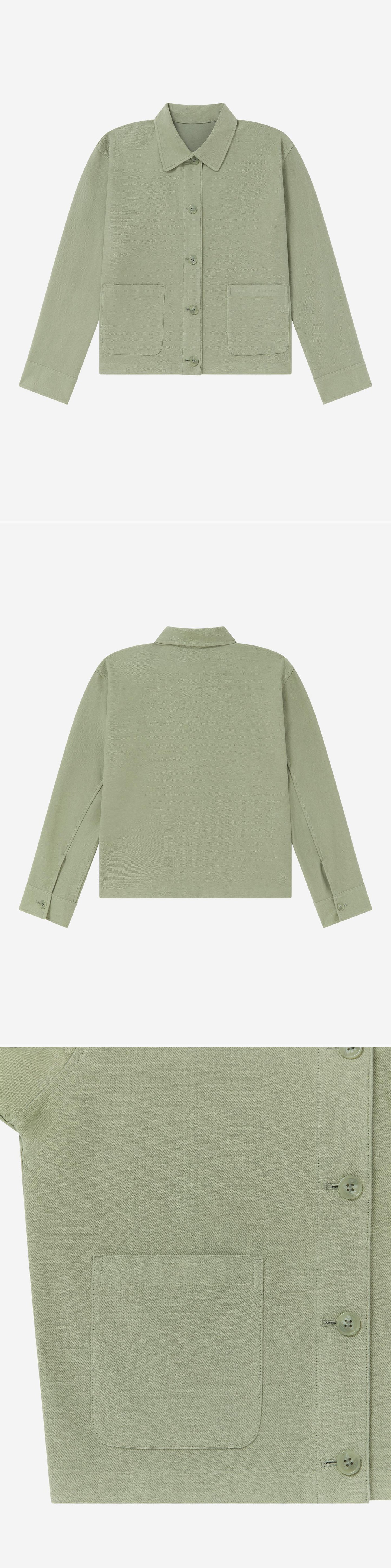 GREEN_OVERSHIRT - Flat Lay - 3 x Shots - Front + Back + Detail A