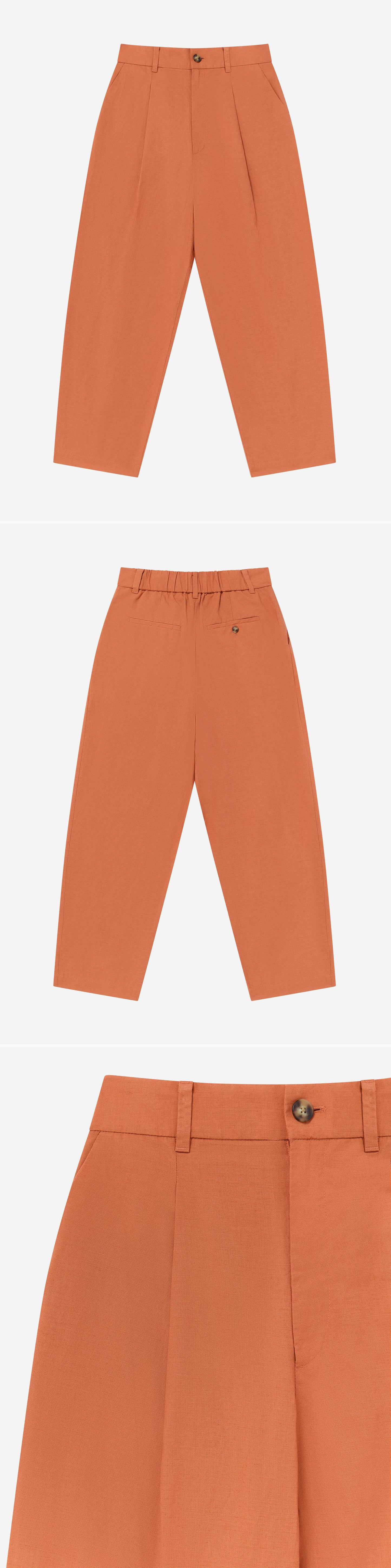 ORANGE_WIDELEG_TROUSER - Flat Lay - 3 x Shots - Front + Back + Detail A