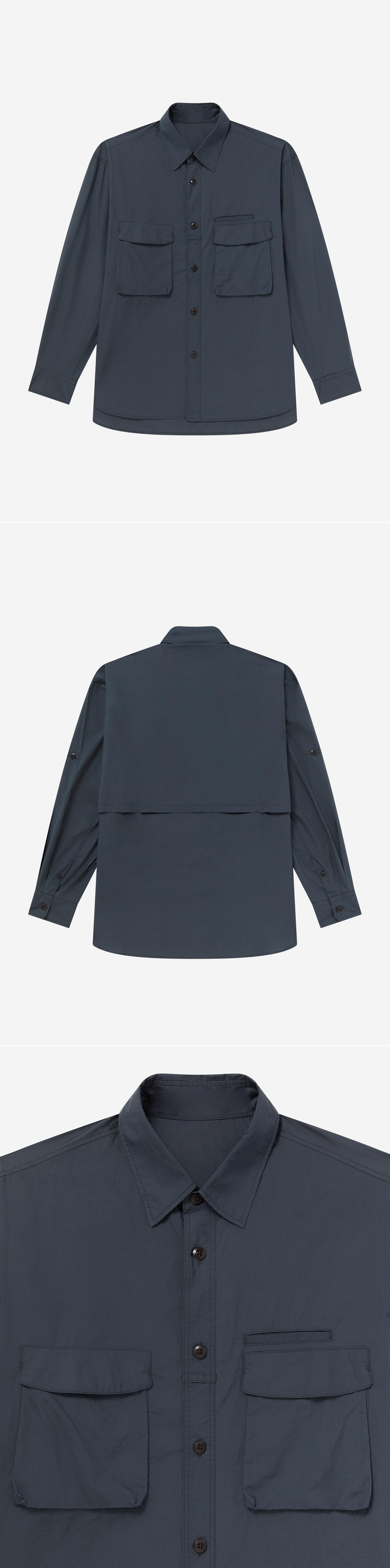 POCKET_SHIRT - Flat Lay - 3 x Shots - Front + Back + Detail A