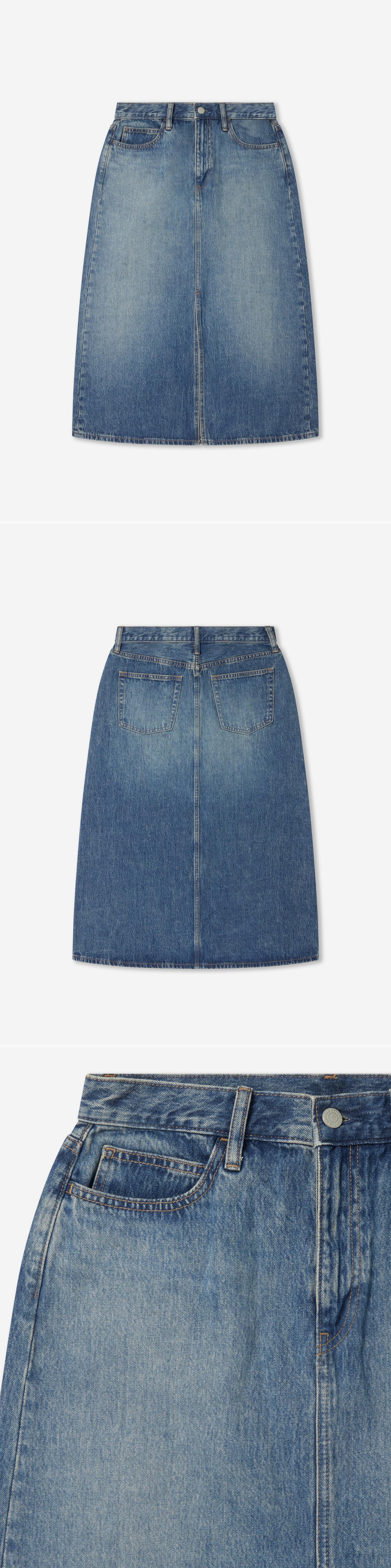 DENIM_SKIRT - Flat Lay - 3 x Shots - Front + Back + Detail A