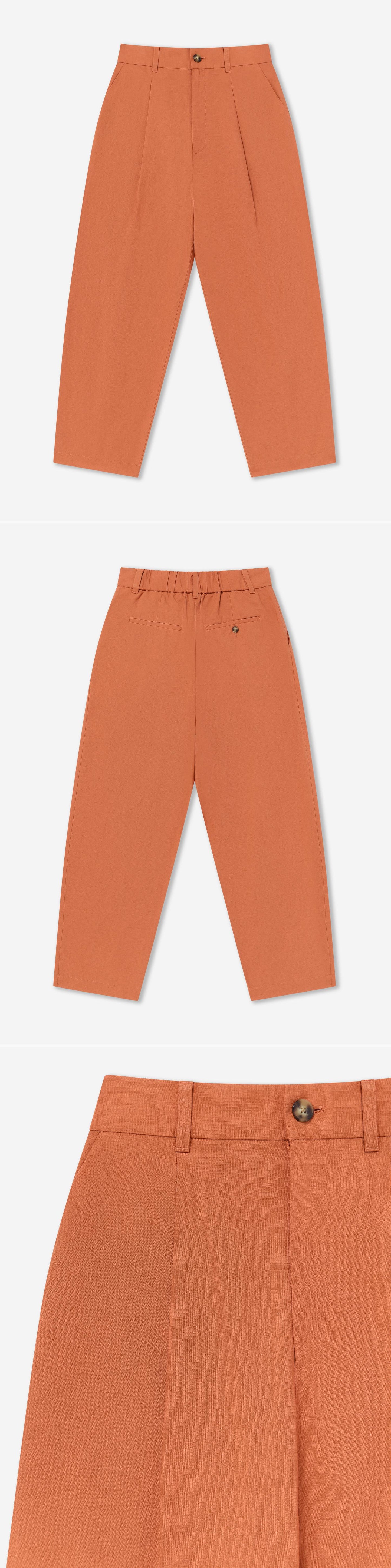 ORANGE_WIDELEG_TROUSER - Flat Lay - 3 x Shots - Front + Back + Detail A