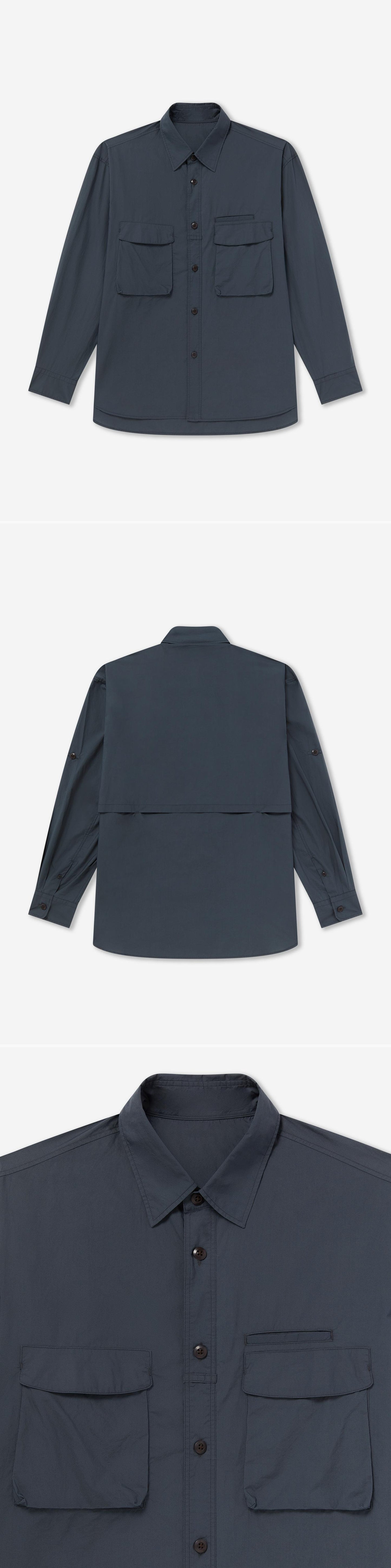 POCKET_SHIRT - Flat Lay - 3 x Shots - Front + Back + Detail A