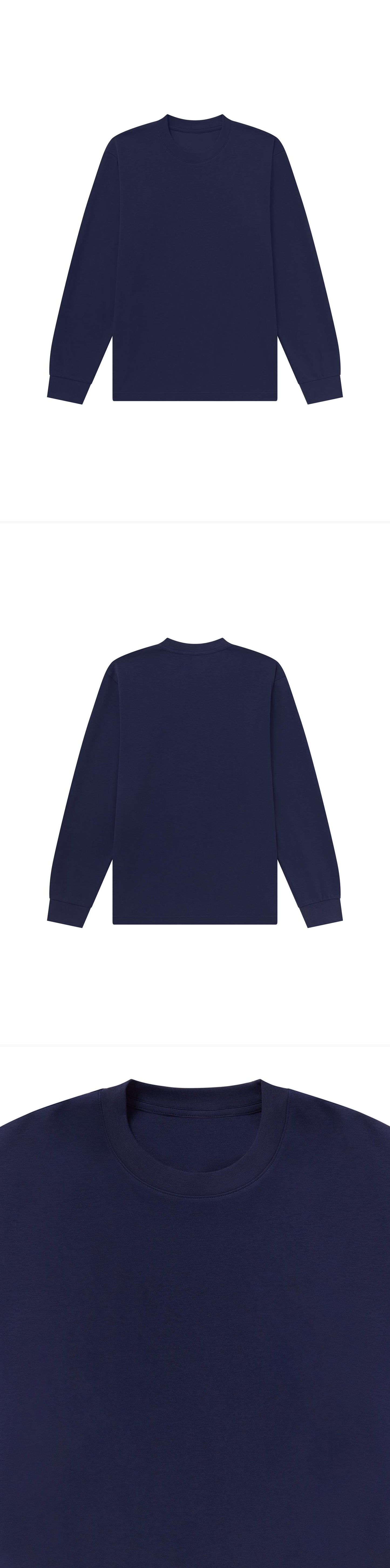 LS_NAVY_TEE - Flat Lay - 3 x Shots - Front + Back + Detail A