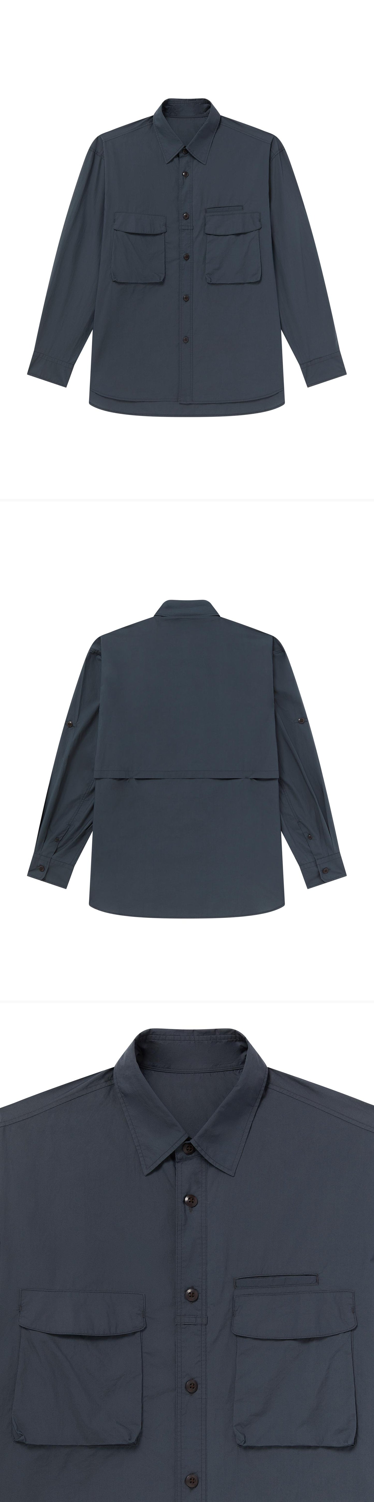 POCKET_SHIRT - Flat Lay - 3 x Shots - Front + Back + Detail A