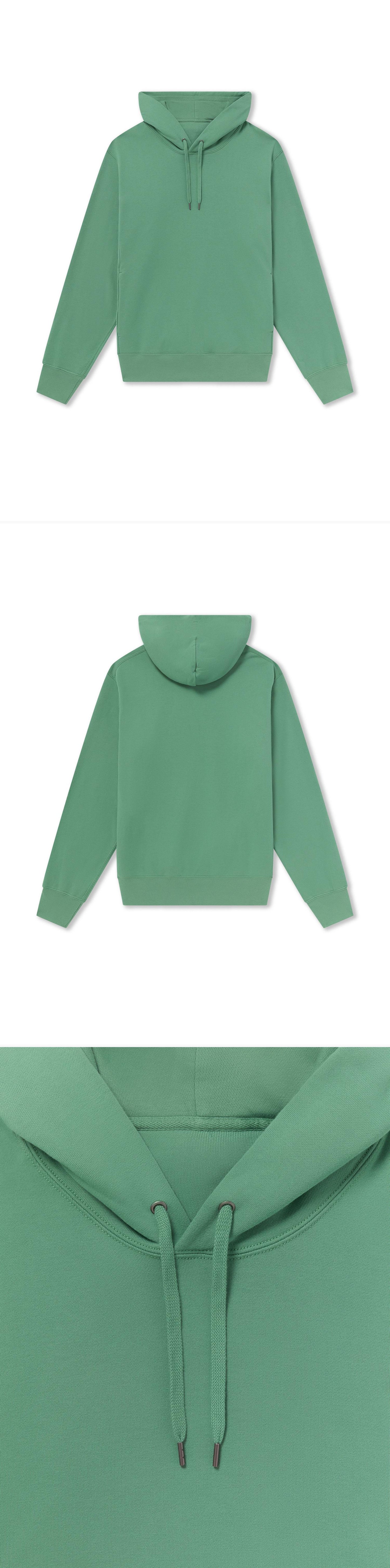 GREEN_HOODIE - Flat Lay - 3 x Shots - Front + Back + Detail A