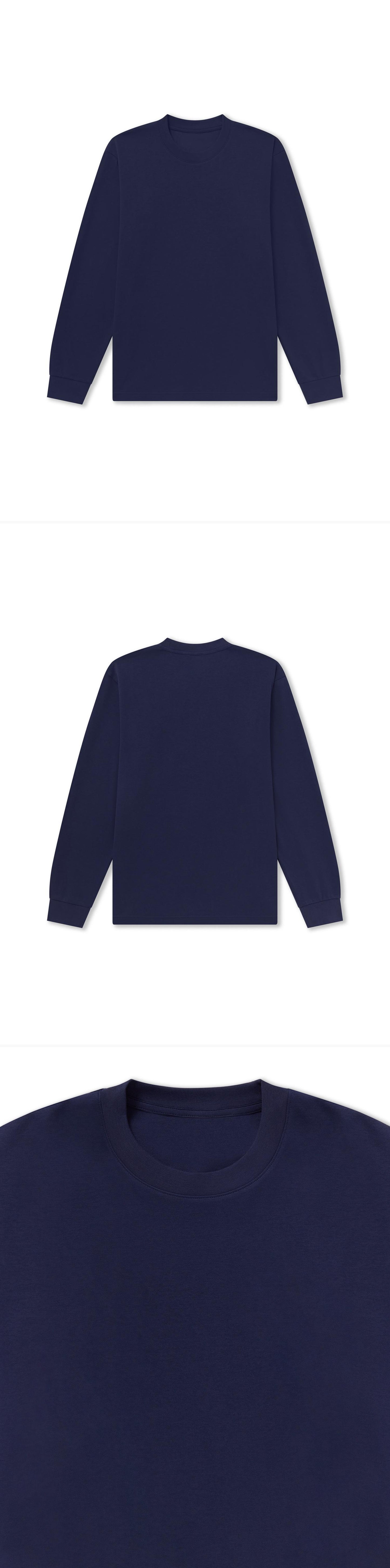 LS_NAVY_TEE - Flat Lay - 3 x Shots - Front + Back + Detail A