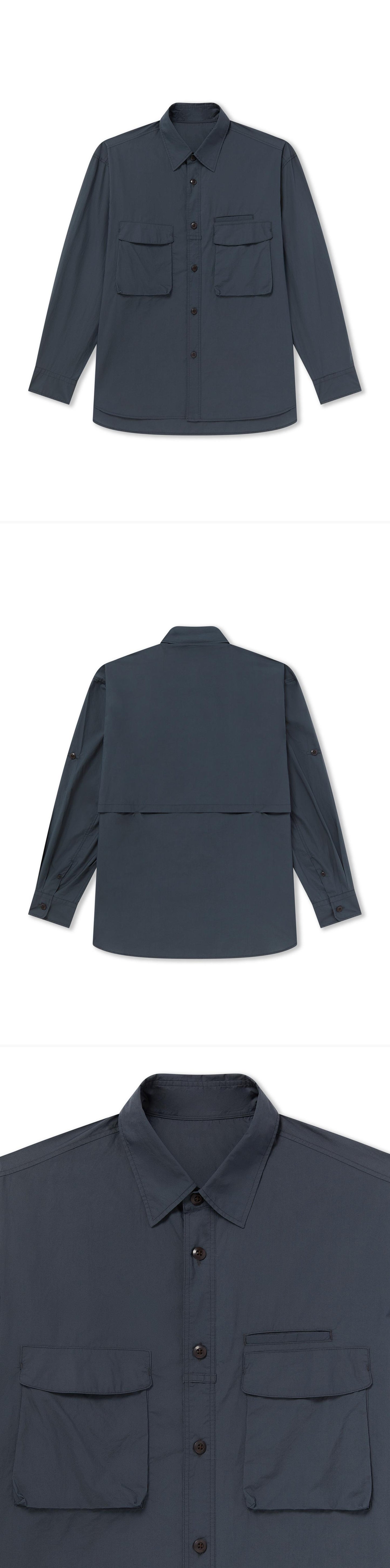 POCKET_SHIRT - Flat Lay - 3 x Shots - Front + Back + Detail A