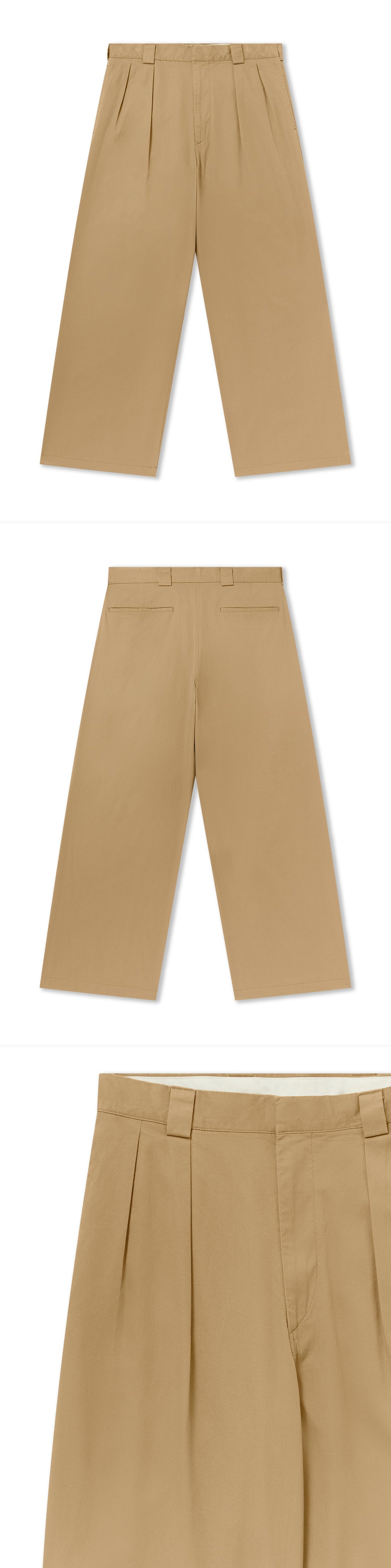 TAN_WIDELEG_TROUSER - Flat Lay - 3 x Shots - Front + Back + Detail A