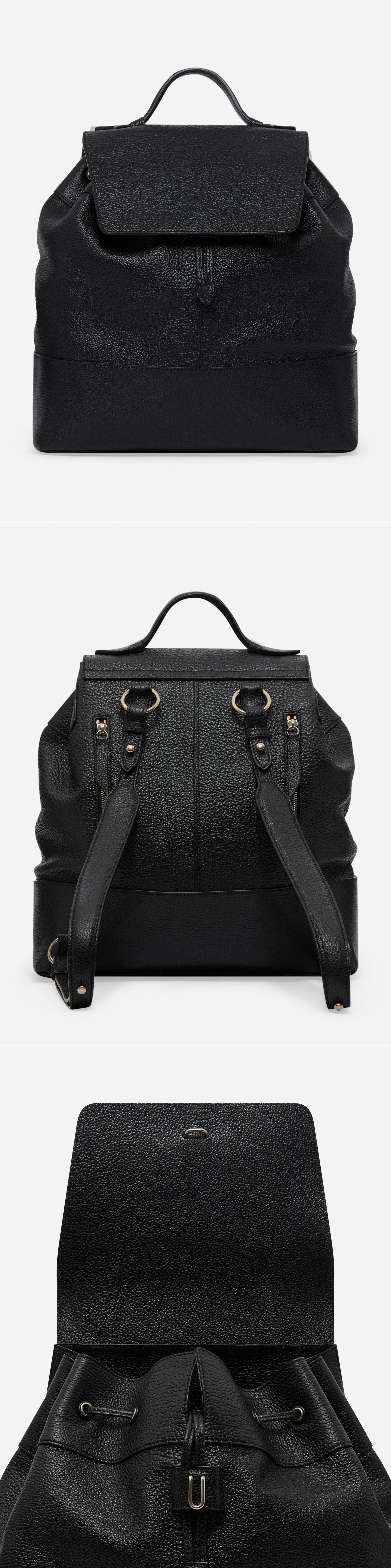 BLACK_GLIDE_BULL_CALFSKIN_BACKPACK - Acc - 3 x Shots - Front + Back + Detail