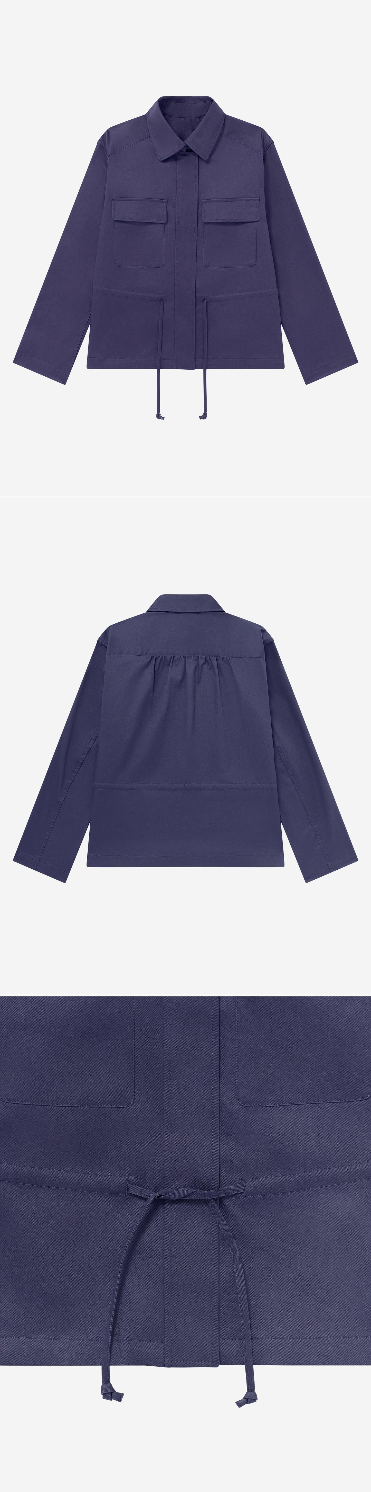 BLUE_JACKET - Flat Lay - 3 x Shots - Front + Back + Detail B