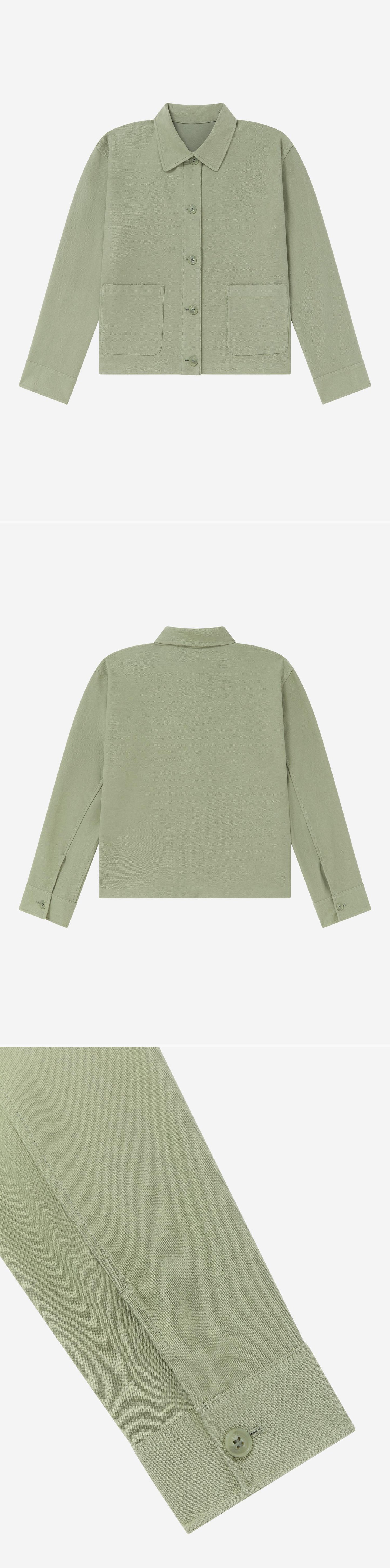 GREEN_OVERSHIRT - Flat Lay - 3 x Shots - Front + Back + Detail B