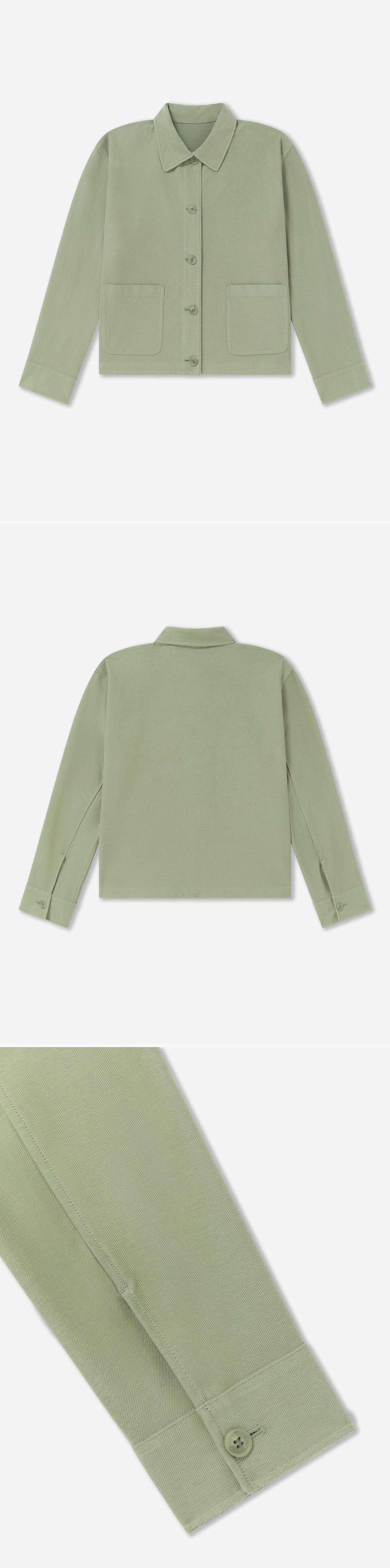 GREEN_OVERSHIRT - Flat Lay - 3 x Shots - Front + Back + Detail B