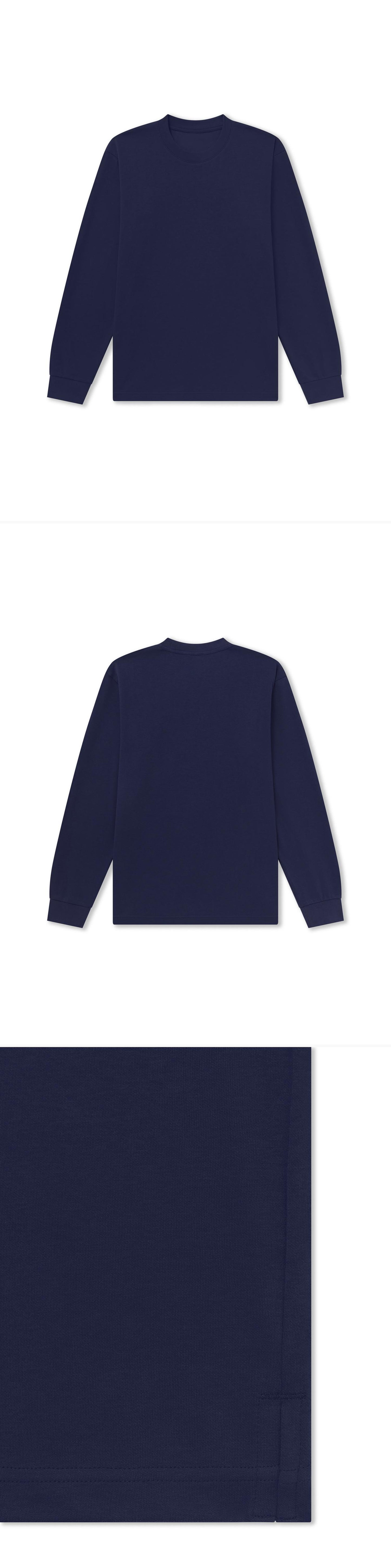 LS_NAVY_TEE - Flat Lay - 3 x Shots - Front + Back + Detail B