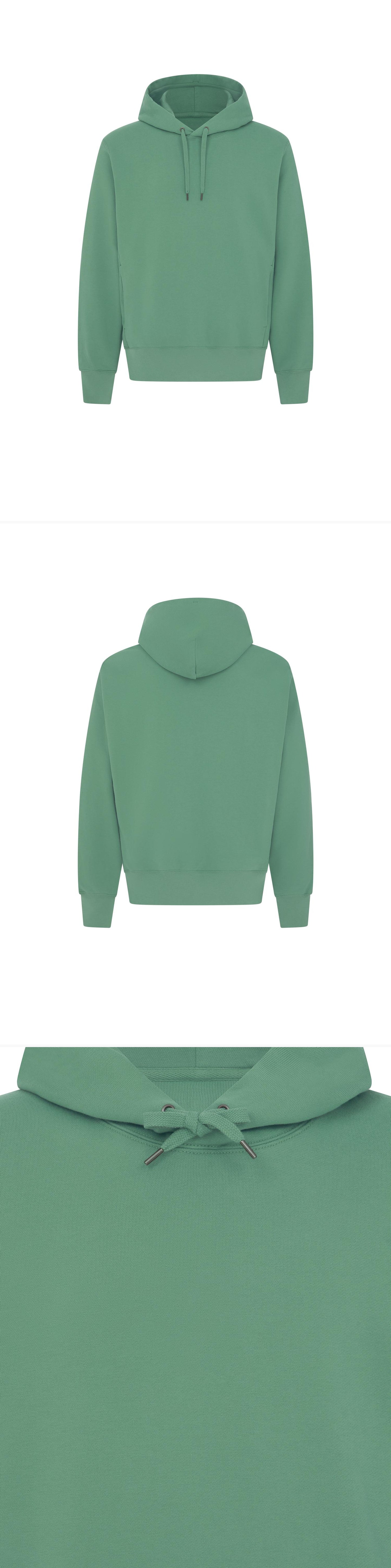 GREEN_HOODIE - Mannequin - 3 x Shots - Front + Back + Detail A