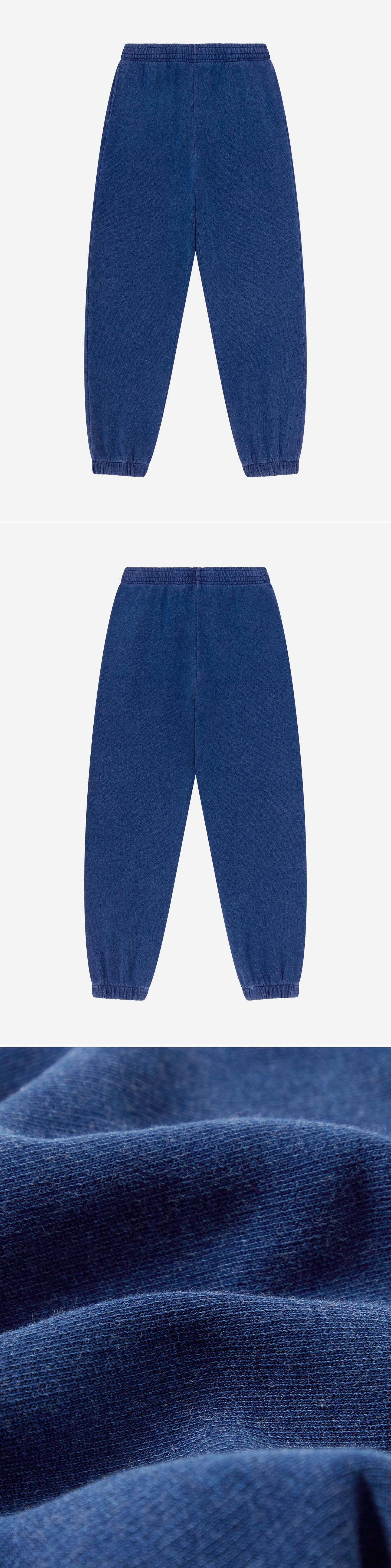 BLUE_JOGGERS - Flat Lay - 3 x Shots - Front + Back + Detail C