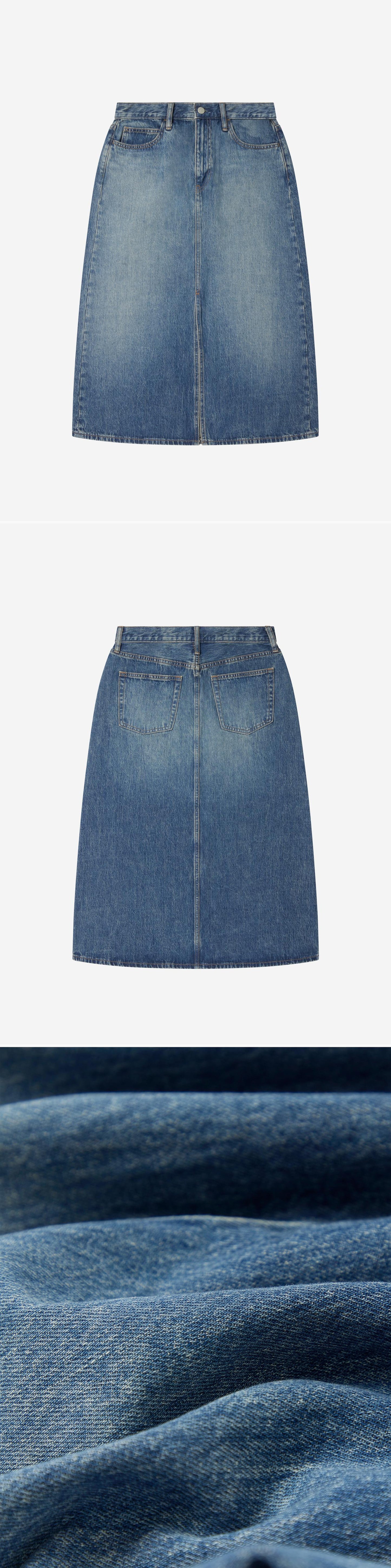 DENIM_SKIRT - Flat Lay - 3 x Shots - Front + Back + Detail C