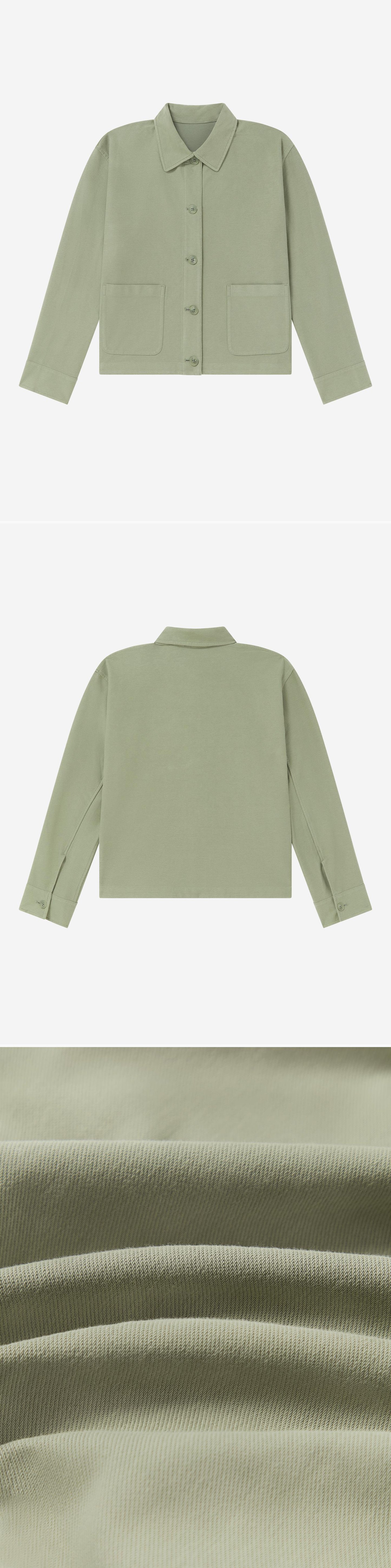 GREEN_OVERSHIRT - Flat Lay - 3 x Shots - Front + Back + Detail C