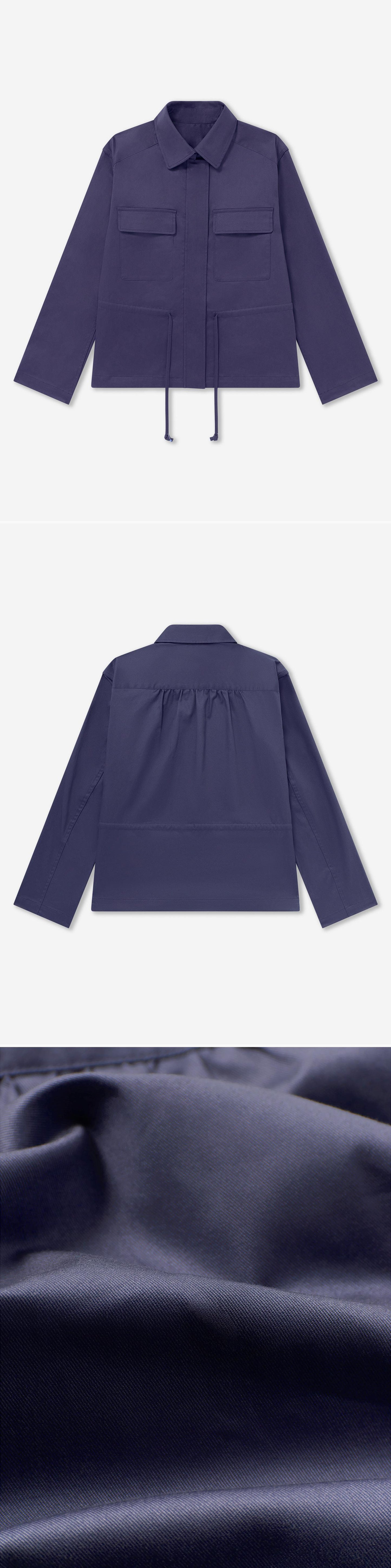BLUE_JACKET - Flat Lay - 3 x Shots - Front + Back + Detail C