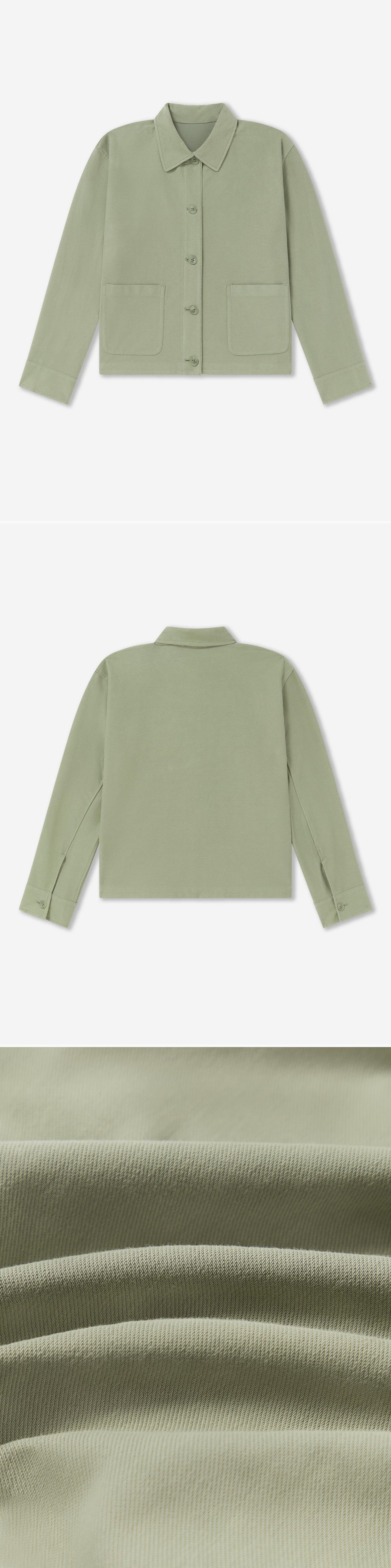 GREEN_OVERSHIRT - Flat Lay - 3 x Shots - Front + Back + Detail C