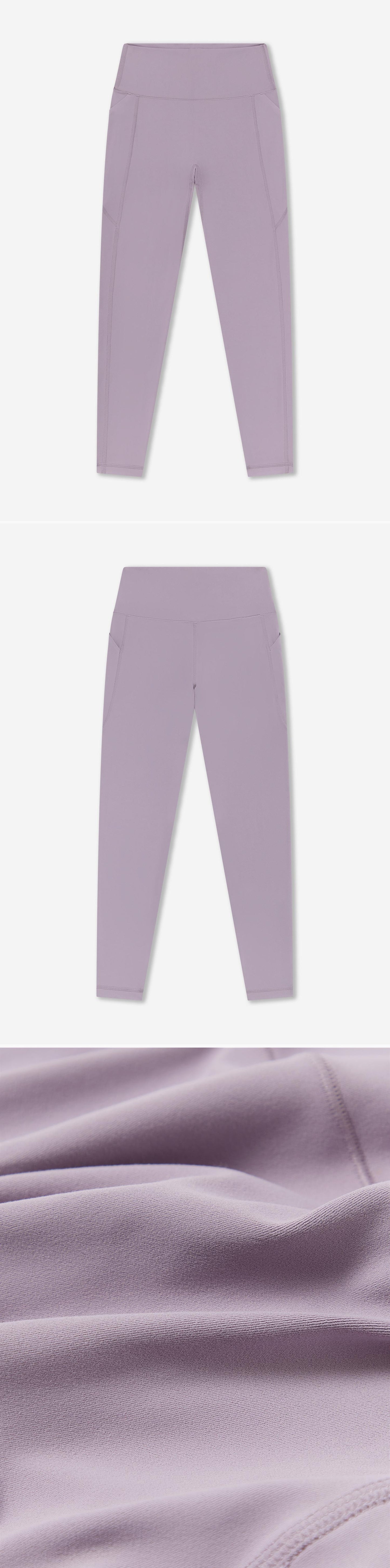 LILAC_LEGGINGS - Flat Lay - 3 x Shots - Front + Back + Detail C
