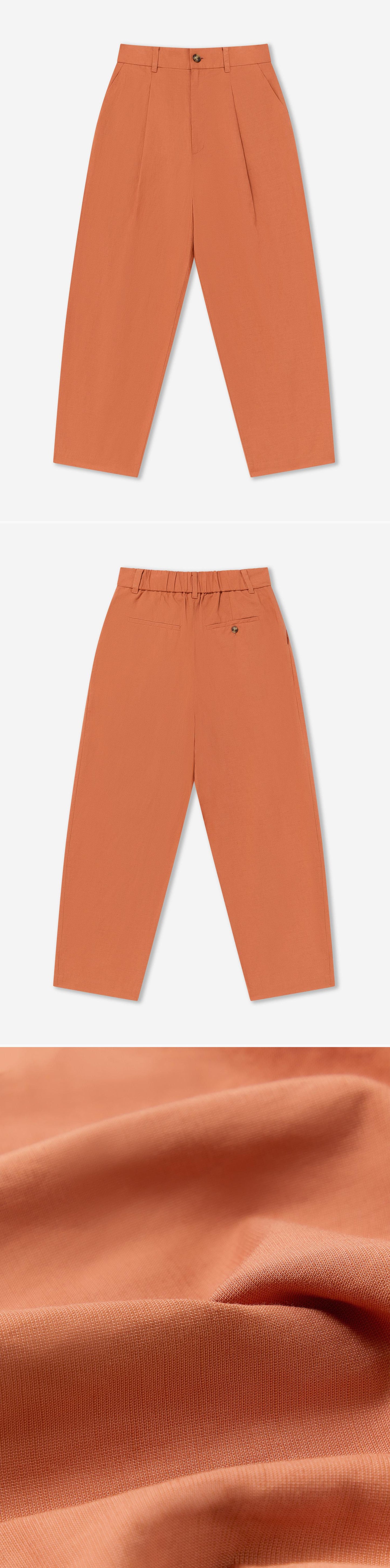 ORANGE_WIDELEG_TROUSER - Flat Lay - 3 x Shots - Front + Back + Detail C