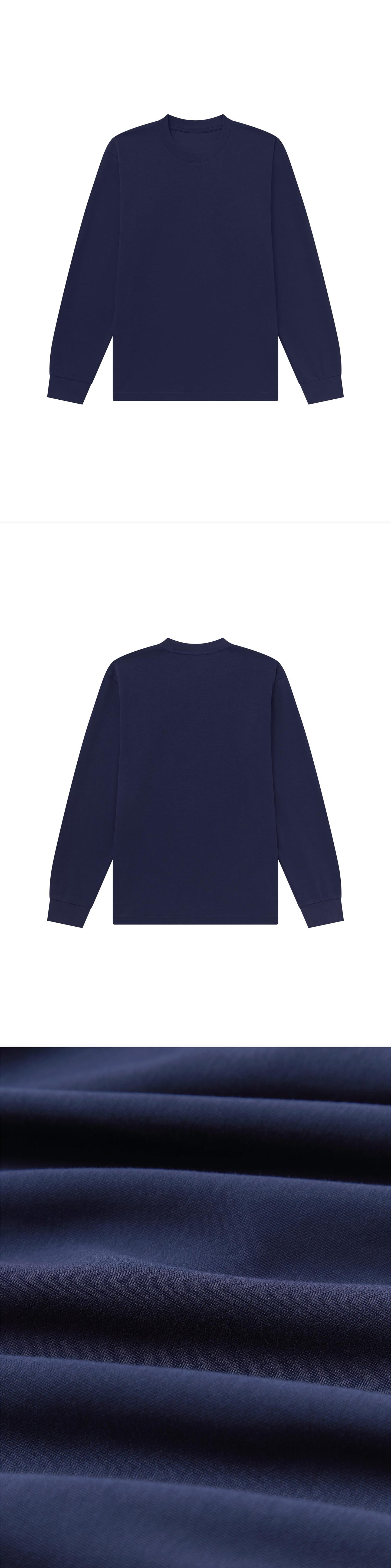 LS_NAVY_TEE - Flat Lay - 3 x Shots - Front + Back + Detail C