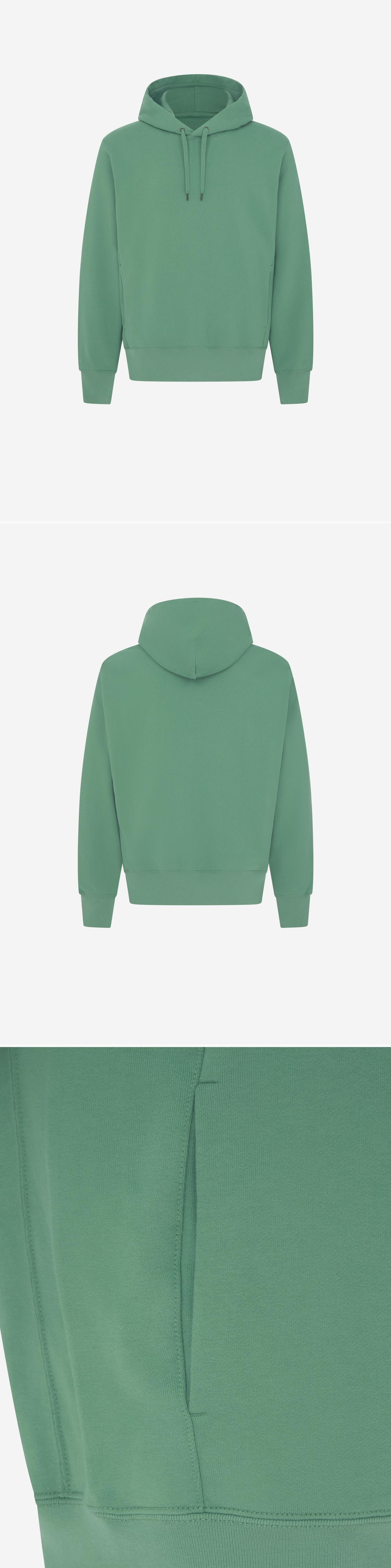 GREEN_HOODIE - Mannequin - 3 x Shots - Front + Back + Detail B