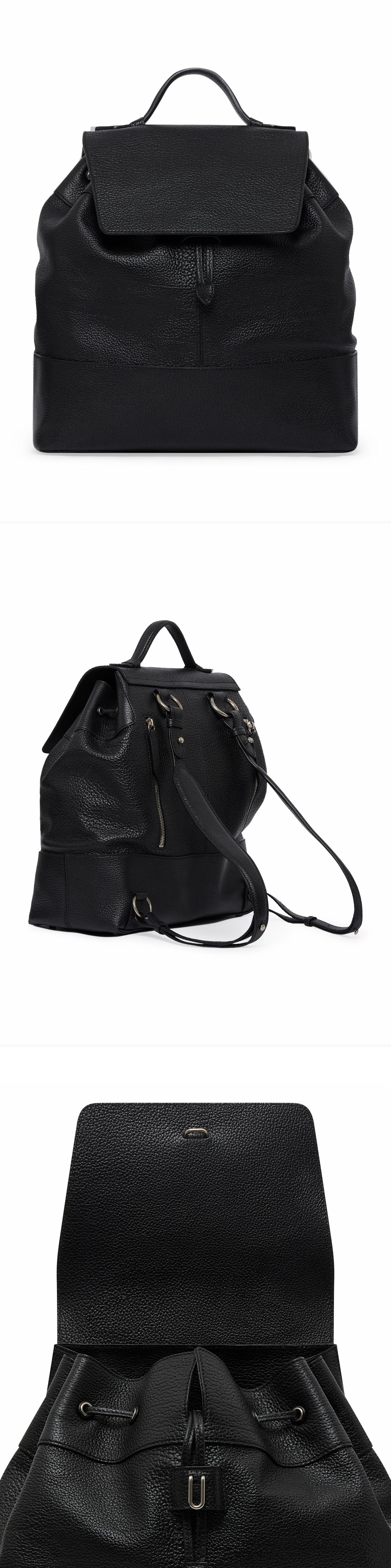 BLACK_GLIDE_BULL_CALFSKIN_BACKPACK - Acc - 3 x Shots - Front + Side + Detail