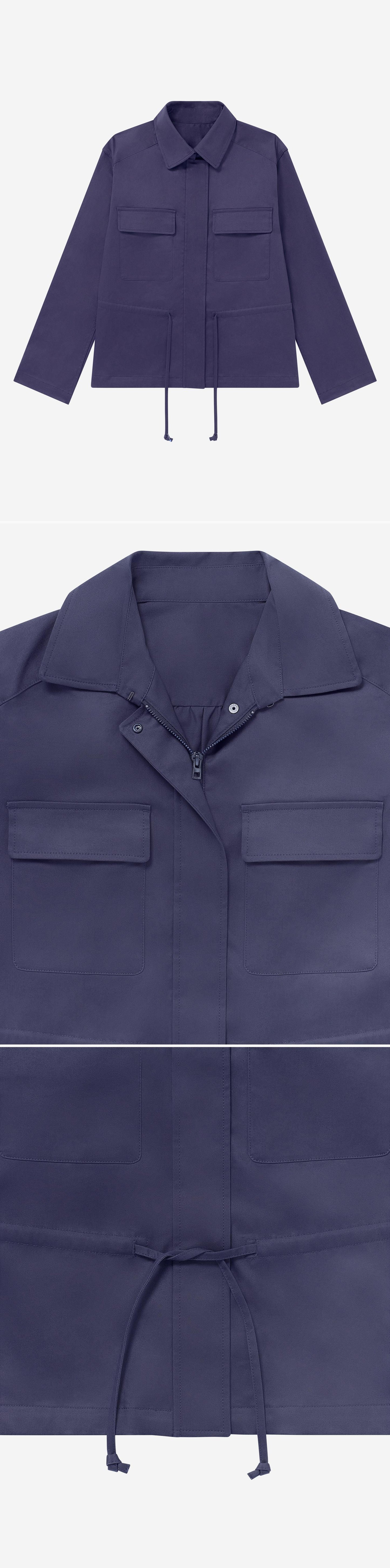 BLUE_JACKET - Flat Lay - 3 x Shots - Front + Detail A + Detail B