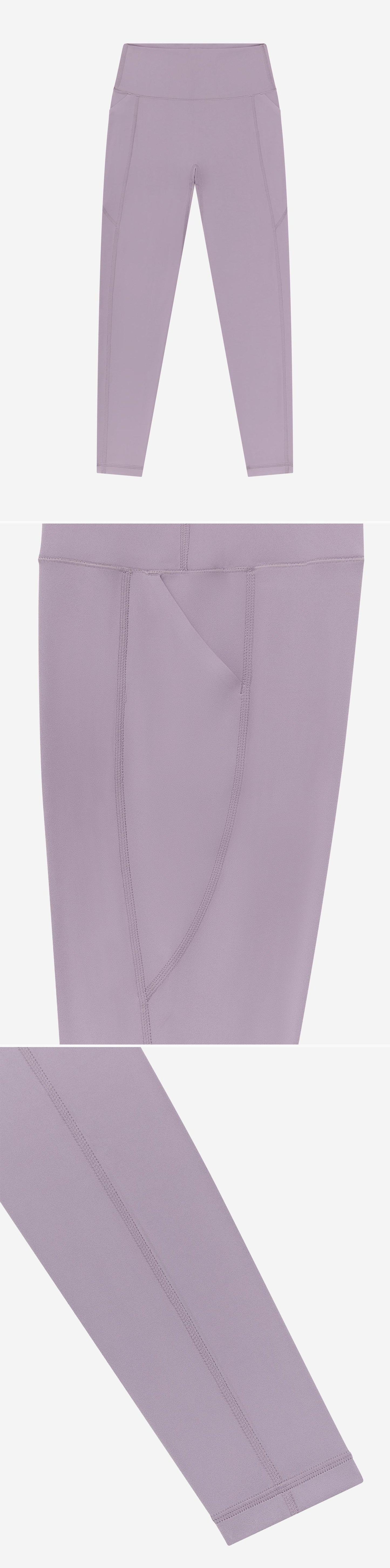 LILAC_LEGGINGS - Flat Lay - 3 x Shots - Front + Detail A + Detail B