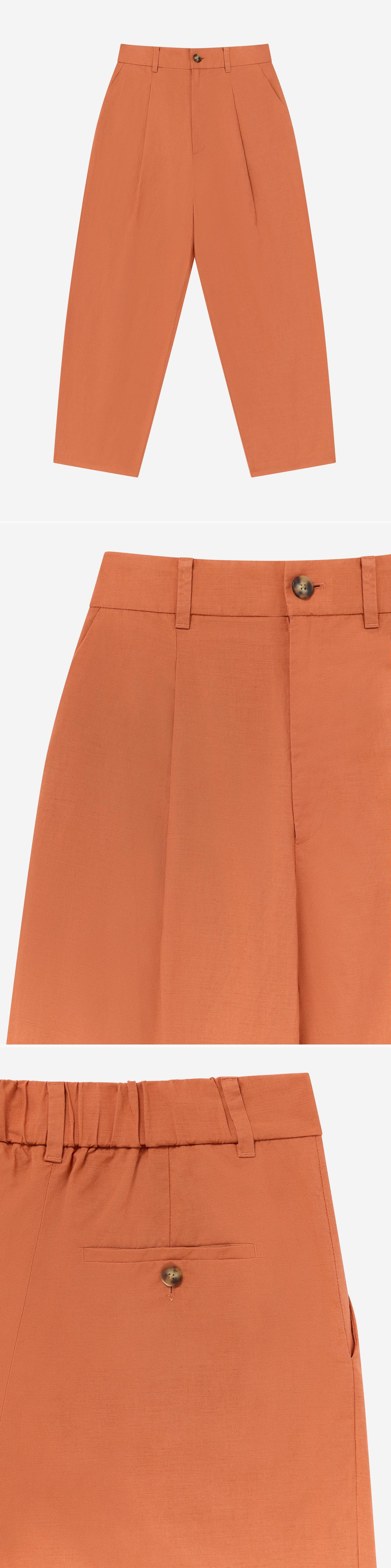 ORANGE_WIDELEG_TROUSER - Flat Lay - 3 x Shots - Front + Detail A + Detail B