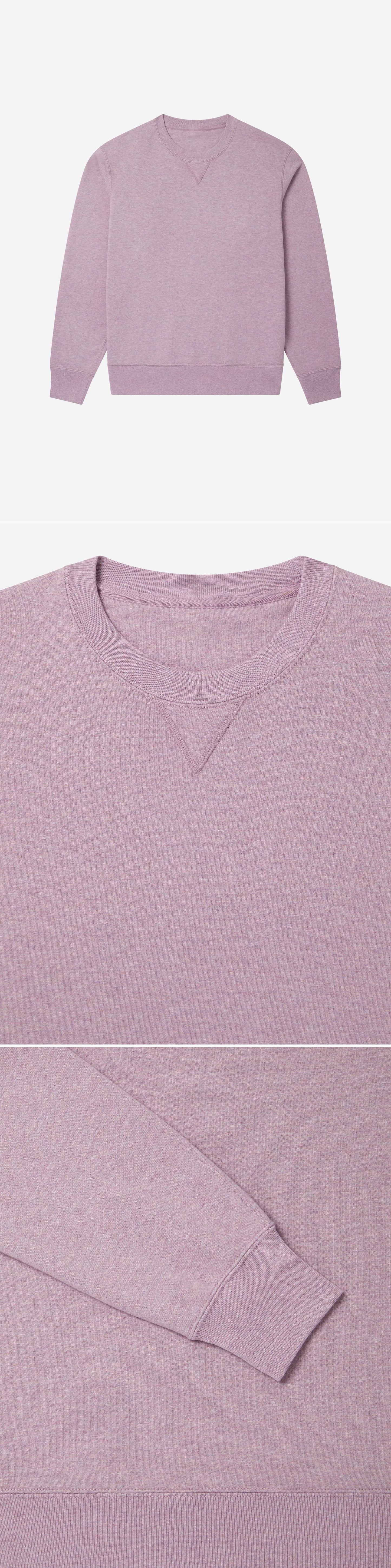 PURPLE_SWEATSHIRT - Flat Lay - 3 x Shots - Front + Detail A + Detail B