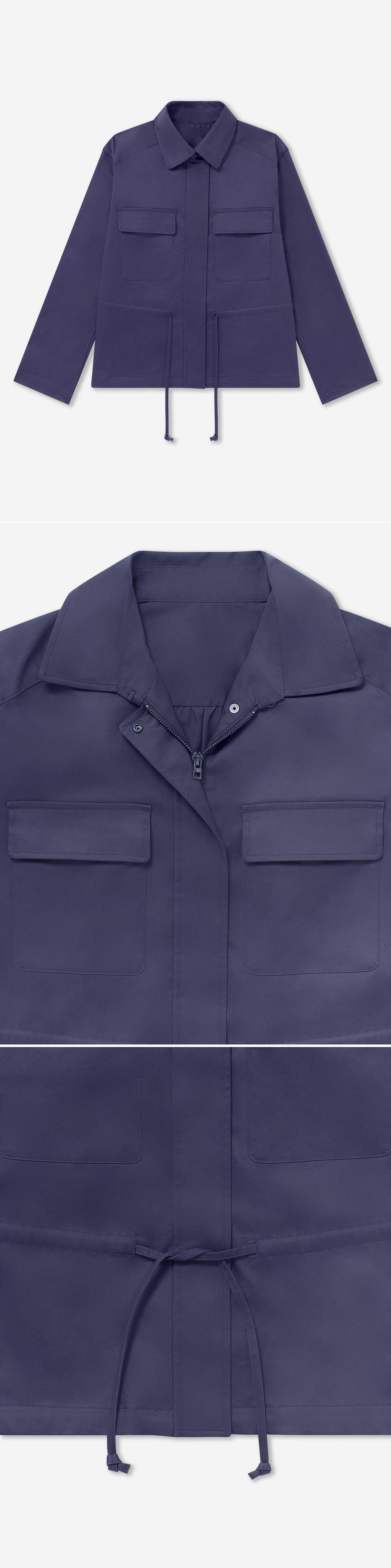 BLUE_JACKET - Flat Lay - 3 x Shots - Front + Detail A + Detail B
