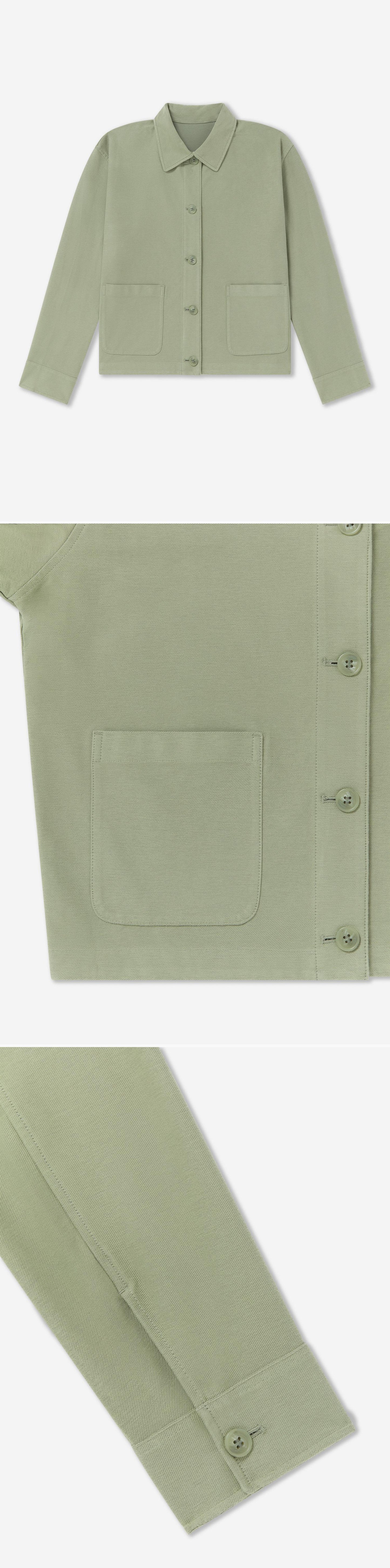 GREEN_OVERSHIRT - Flat Lay - 3 x Shots - Front + Detail A + Detail B
